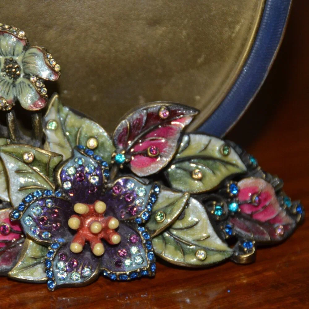 RARE JAY STRONGWATER DRAGONFLY LILY FLOWER FLORAL LEAF  ENAMEL CRYSTAL FRAME